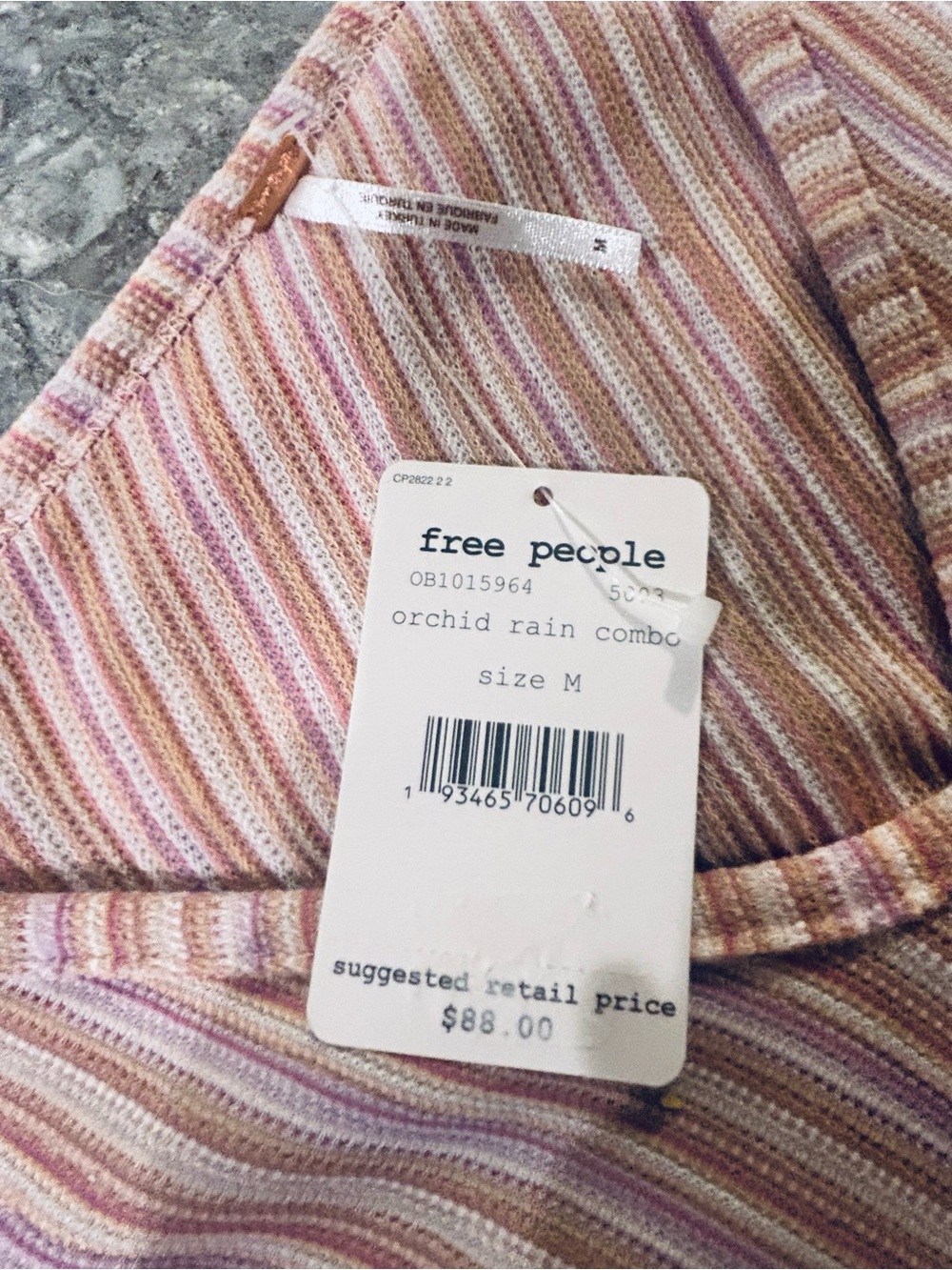Free People Tie-Front V-Neck Long Sleeve Top in Striped Blush Pink - Picture 4 of 4
